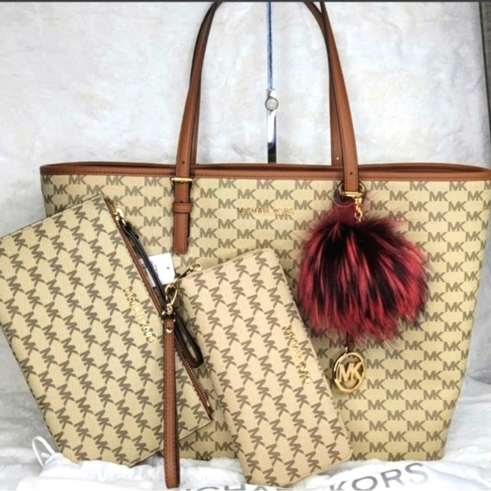 Brandon new, Michael Kors, tote wallet, and clutch and charm keychain